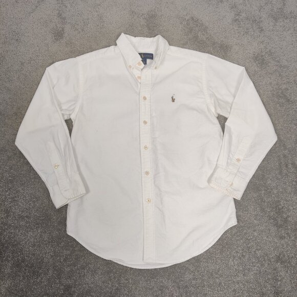 Ralph Lauren Boy's White Button Down Shirt Size 12 100% Cotton - Picture 1 of 10